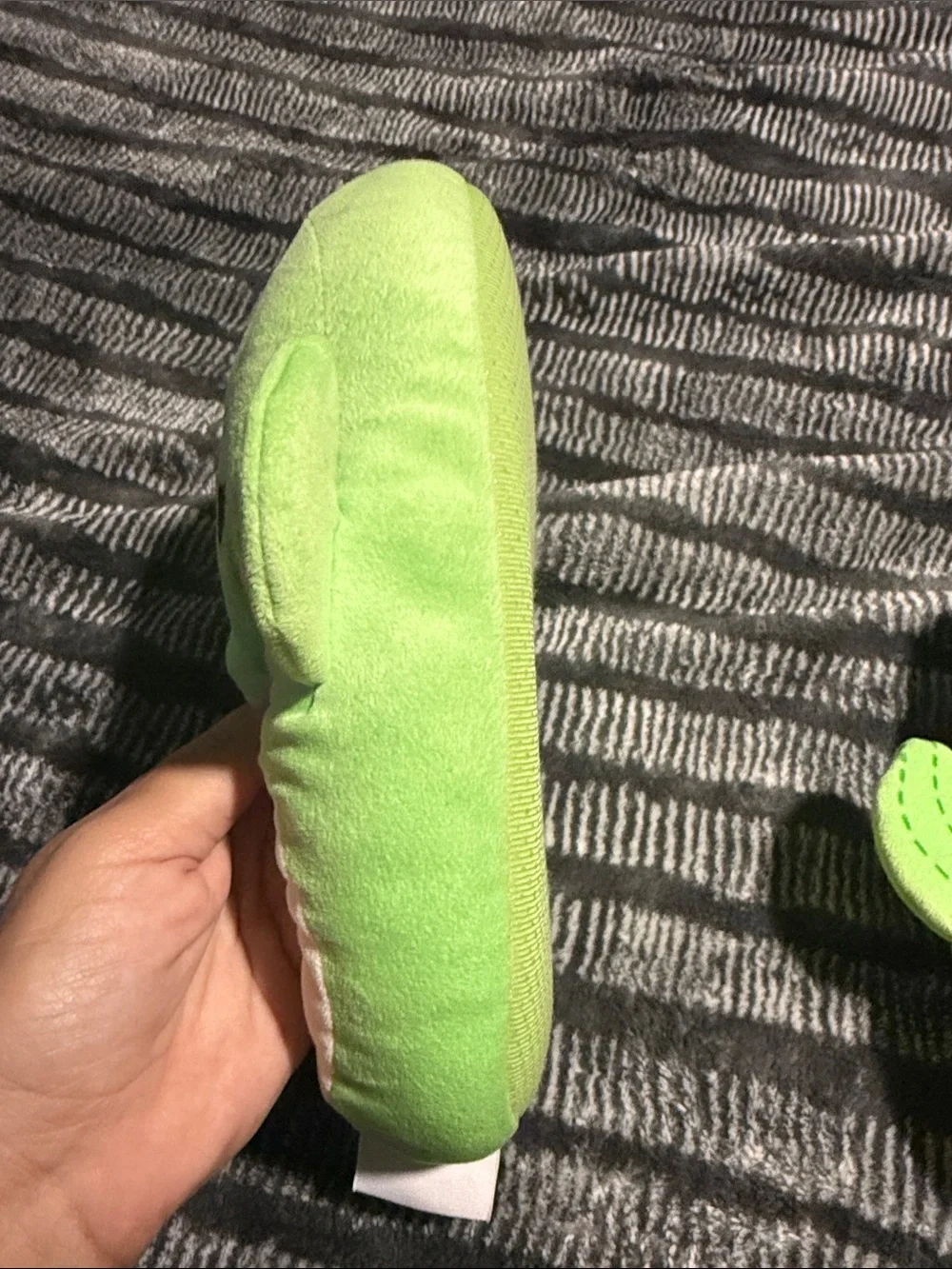 Squishmallows Green Avocado Plush Kids Slippers with Pink Flower
